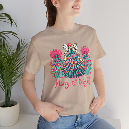 Christmas Tree Unisex Tee - Merry and Bright Trees, Women's Holiday Shirt