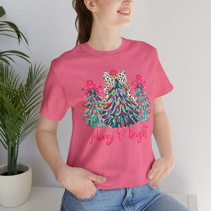 Christmas Tree Unisex Tee - Merry and Bright Trees, Women's Holiday Shirt