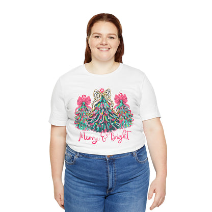 Christmas Tree Unisex Tee - Merry and Bright Trees, Women's Holiday Shirt