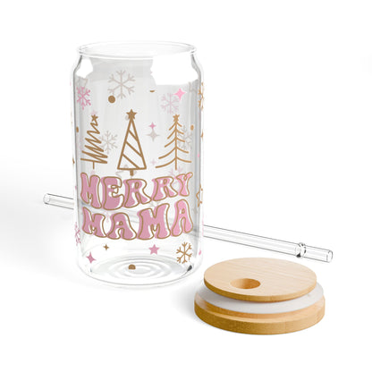 Merry MaMa-Christmas Iced Coffee Glass