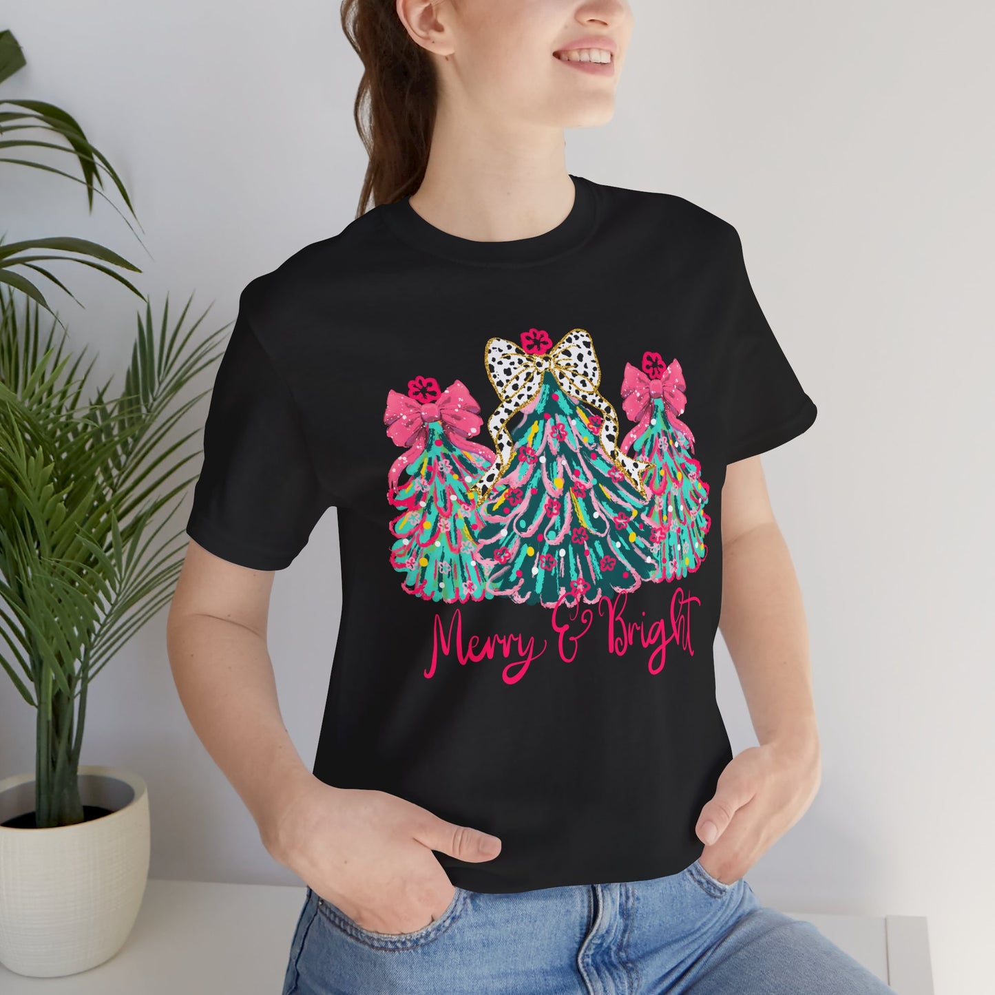 Christmas Tree Unisex Tee - Merry and Bright Trees, Women's Holiday Shirt