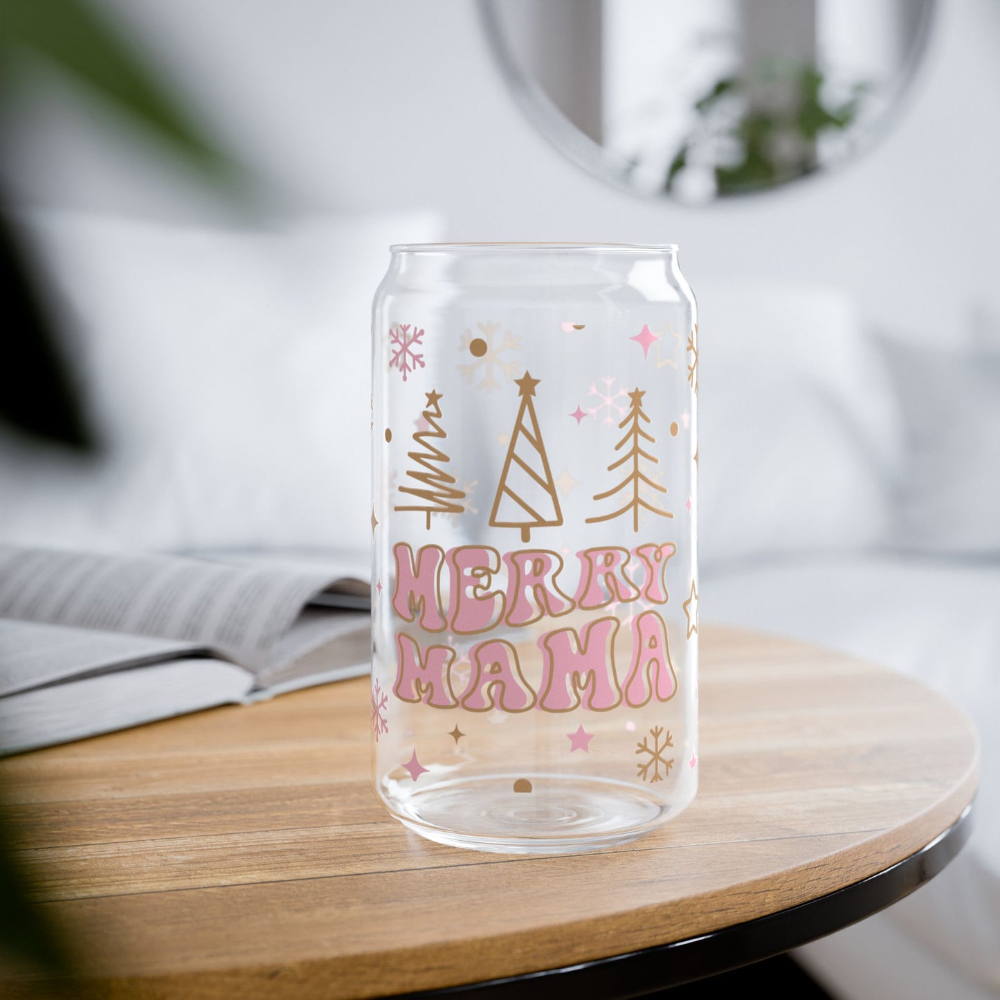 Merry MaMa-Christmas Iced Coffee Glass