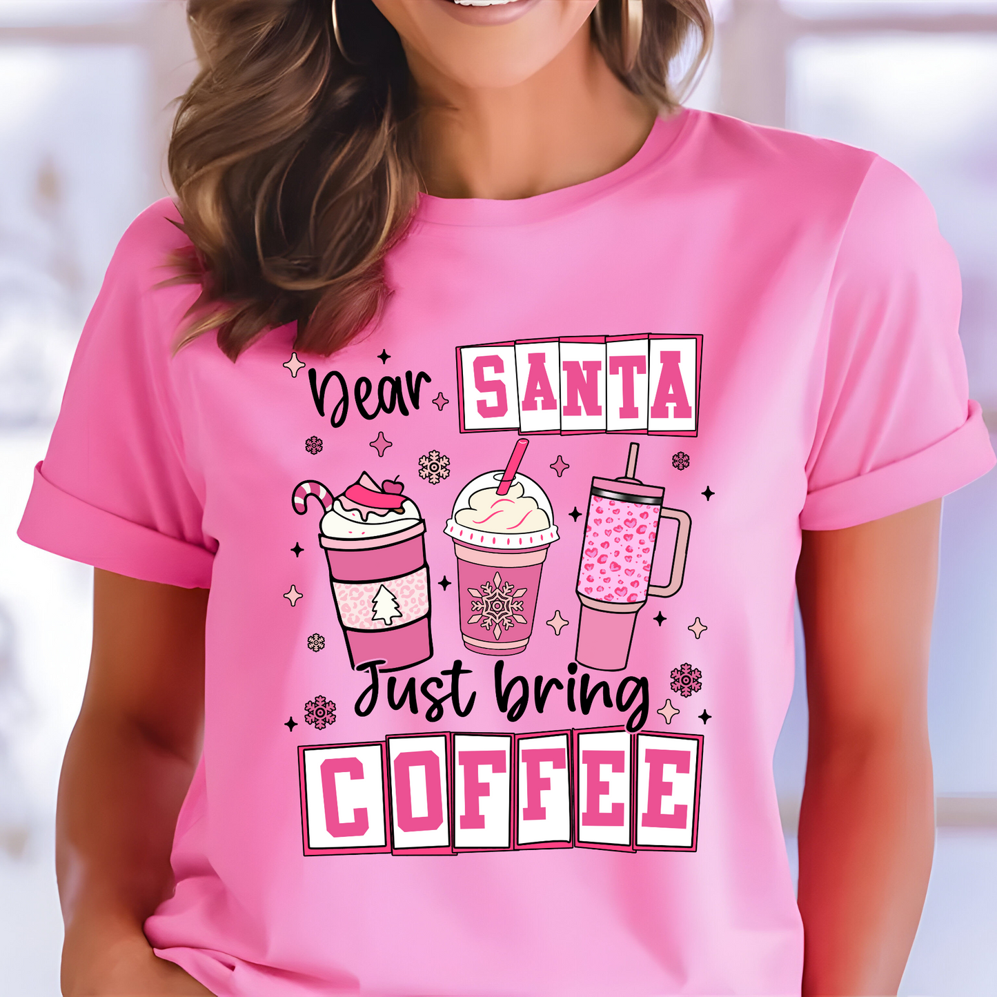 Dear santa just bring coffe-Jersey Short Sleeve Tee