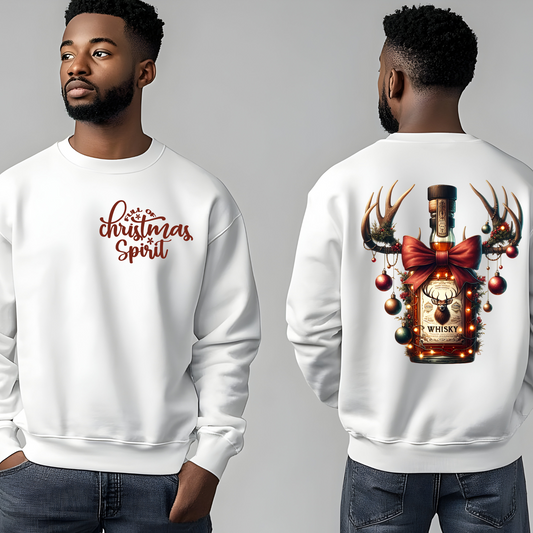 Full Off Christmas Spirit Whiskey Sweatshirt-Christmas Cheers Drinks Sweater