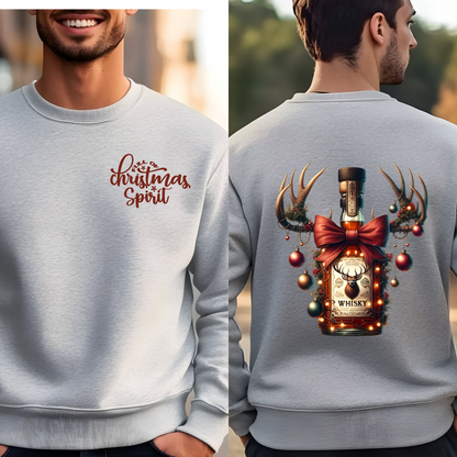 Full Off Christmas Spirit Whiskey Sweatshirt-Christmas Cheers Drinks Sweater