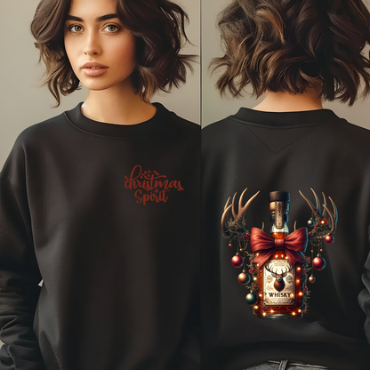 Full Off Christmas Spirit Whiskey Sweatshirt-Christmas Cheers Drinks Sweater