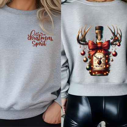 Full Off Christmas Spirit Whiskey Sweatshirt-Christmas Cheers Drinks Sweater