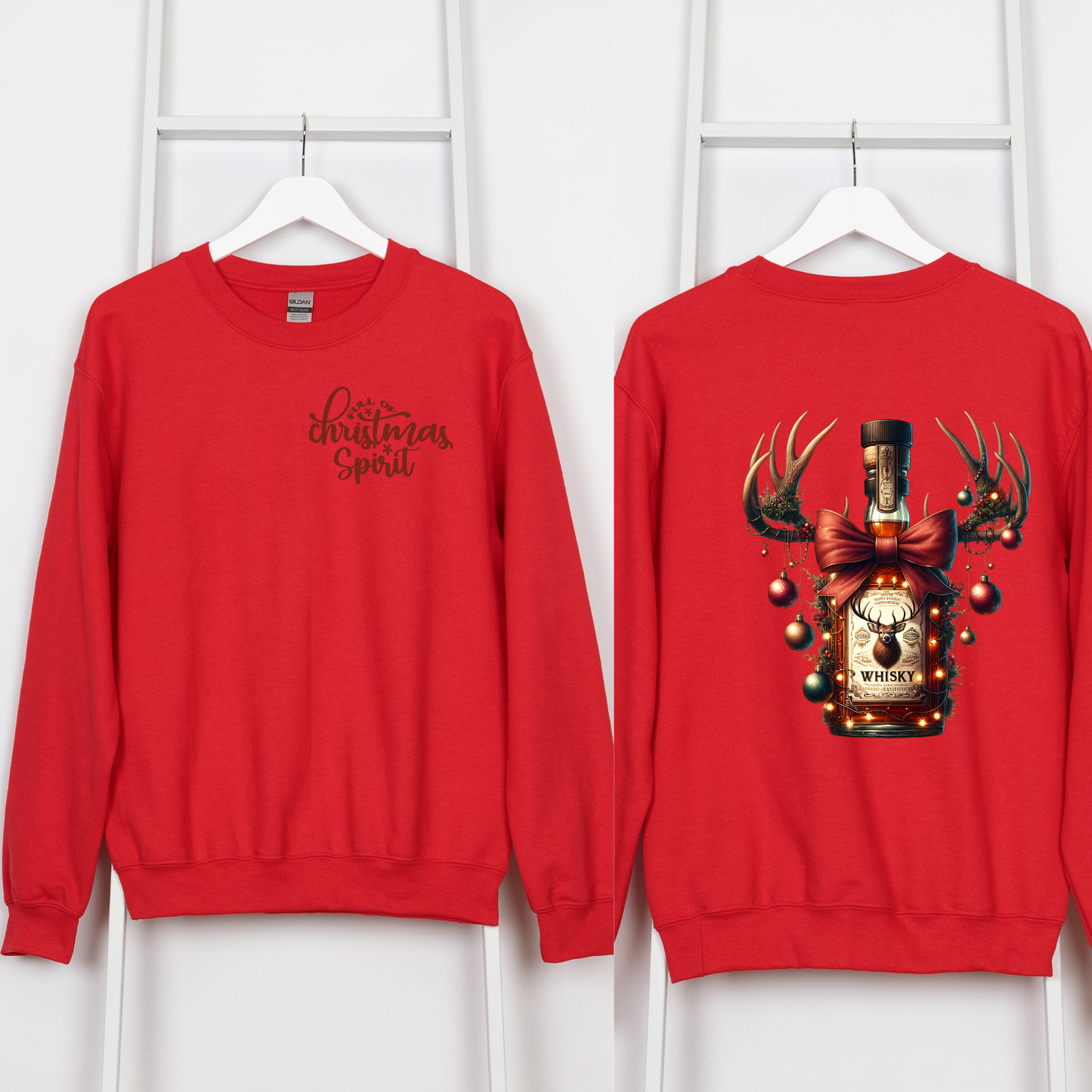 Full Off Christmas Spirit Whiskey Sweatshirt-Christmas Cheers Drinks Sweater