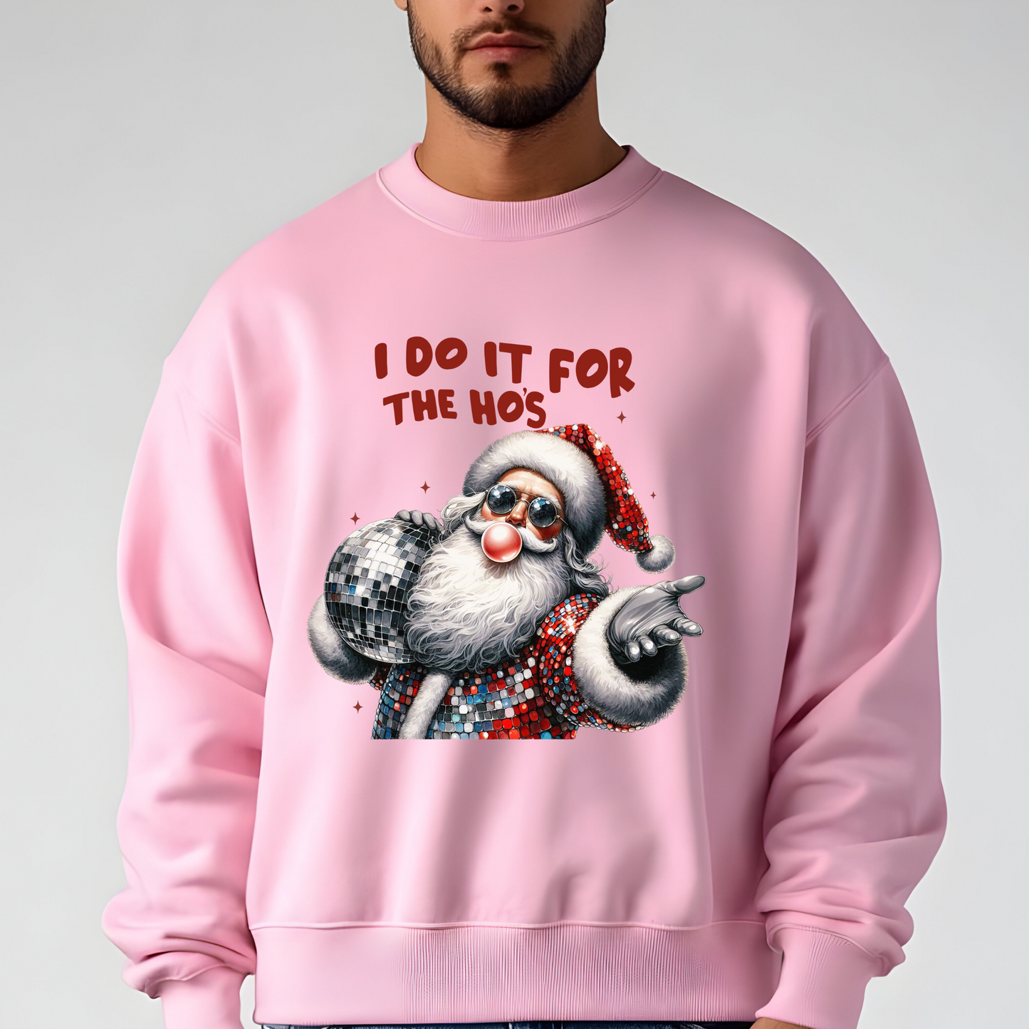 Santa Face Unisex Sweatshirt - I Do It For The Ho's, Rude Christmas Shirt