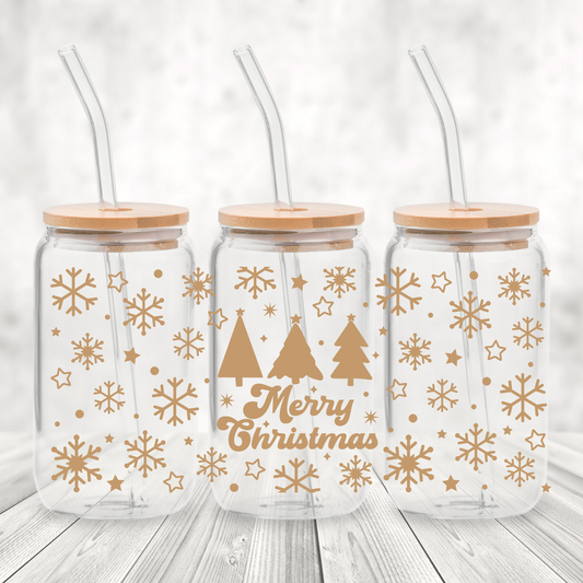 Merry Christmas tree-Christmas Iced Coffee Glass