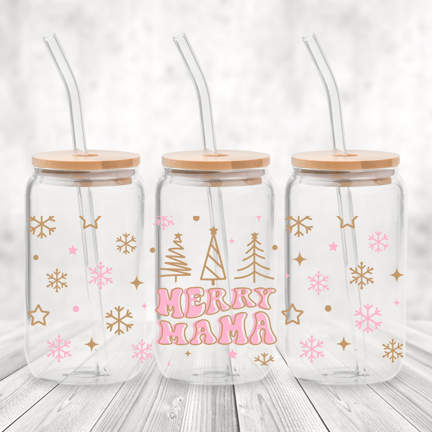 Merry MaMa-Christmas Iced Coffee Glass