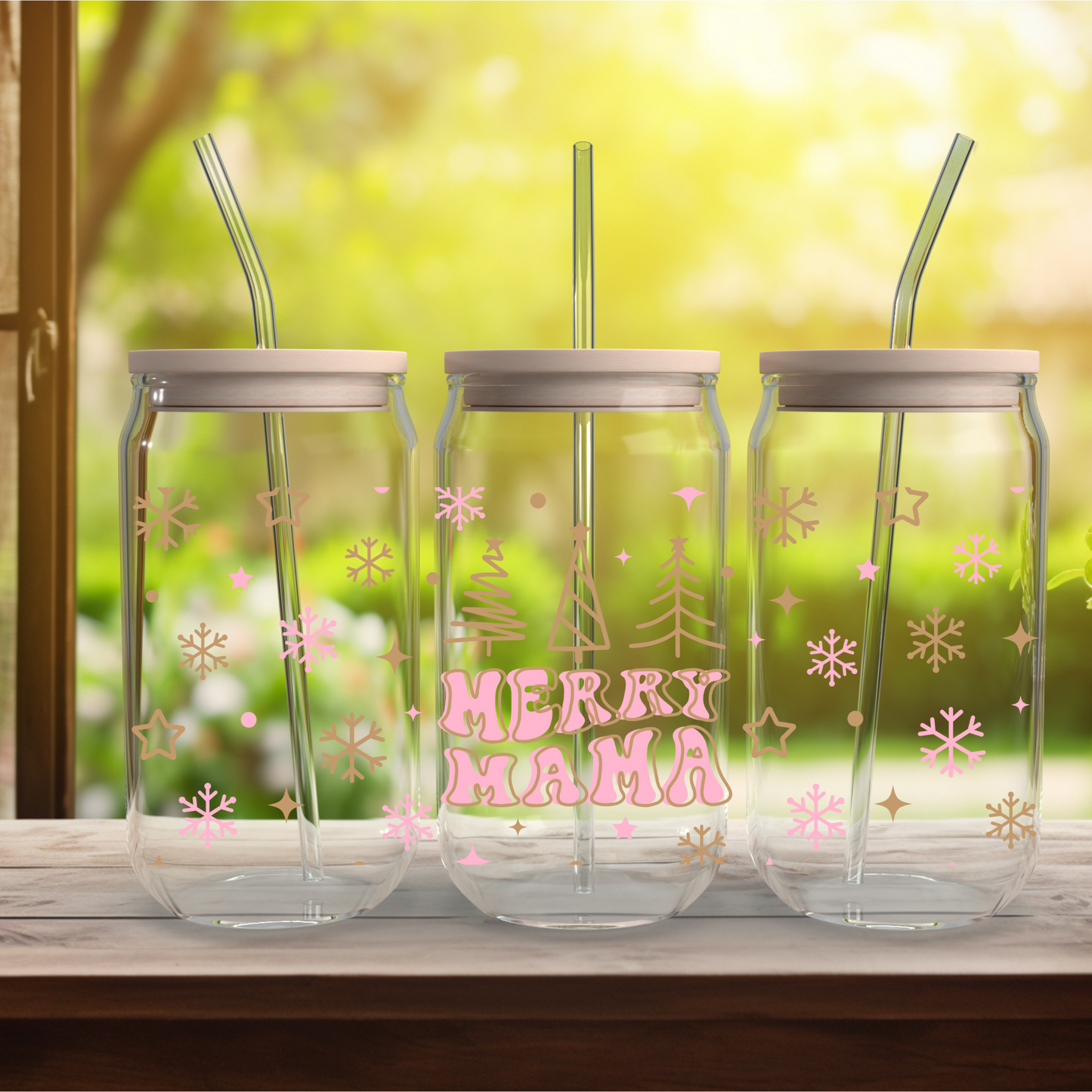 Merry MaMa-Christmas Iced Coffee Glass