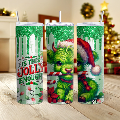 Skinny Tumbler-Christmas Grinch Cow