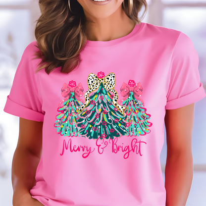 Christmas Tree Unisex Tee - Merry and Bright Trees, Women's Holiday Shirt