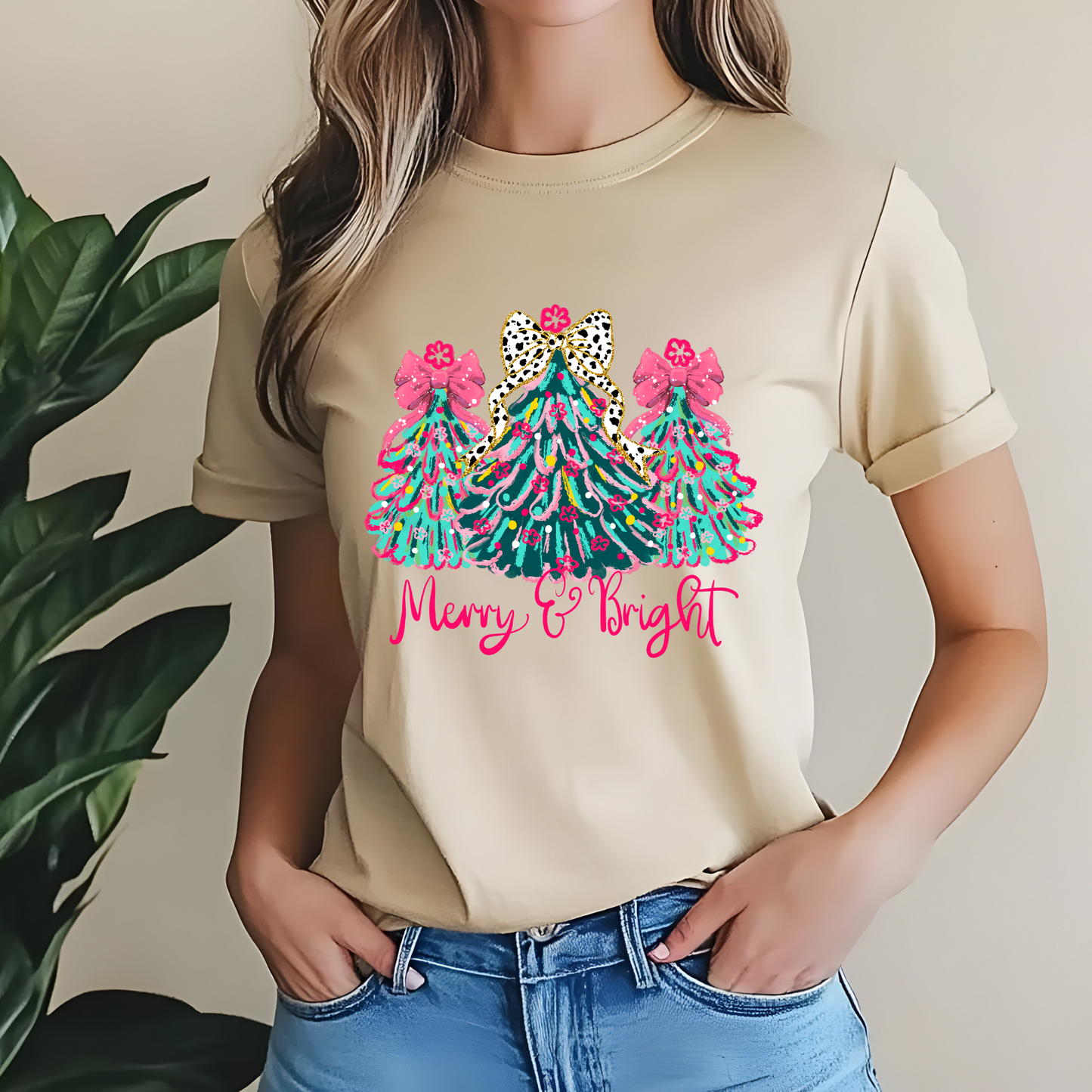 Christmas Tree Unisex Tee - Merry and Bright Trees, Women's Holiday Shirt