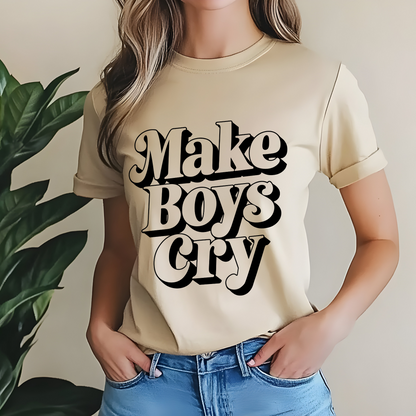 Funny Make Boys Cry Unisex Tee - Aesthetic Oversized Shirt