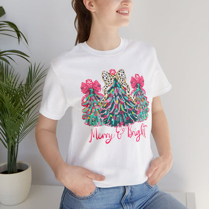 Christmas Tree Unisex Tee - Merry and Bright Trees, Women's Holiday Shirt